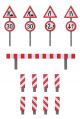Set verkeersborden voor bouwplaats